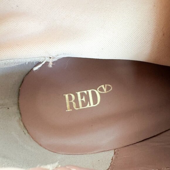 Red By Valentio Bow Detail Place PAtent Leather Nude beige Illusion Booties 37 - Picture 9 of 11